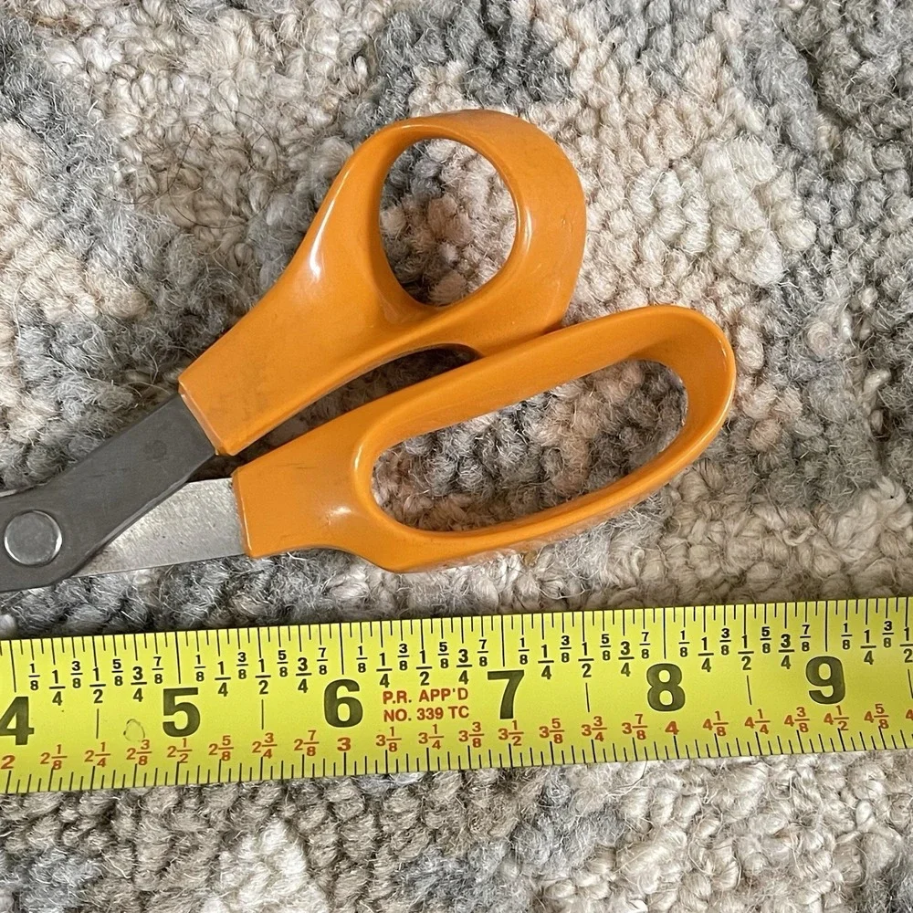 Vintage FISKARS 88 Stainless Steel Scissors Sewing Craft USA 8in Orange Handle